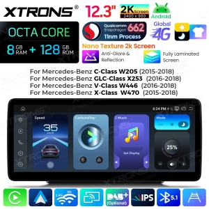 Mercedes -C-klasa  W205 (2016-2019r)NTG 5.1-5.2 12.3 cala  8GB/128GB Android 14
